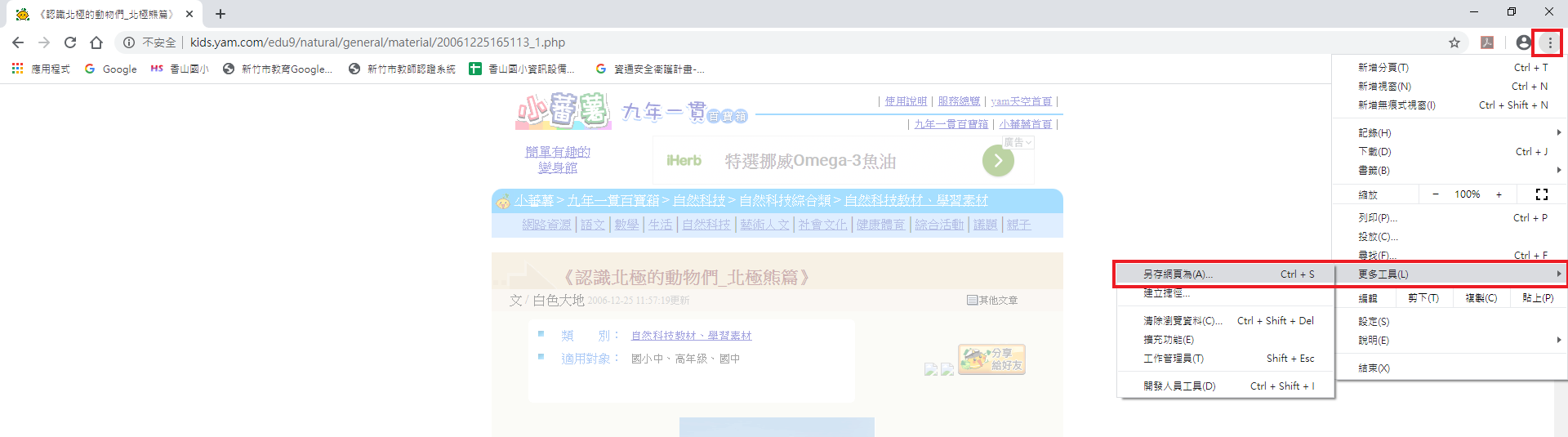 Chrome存網頁方式